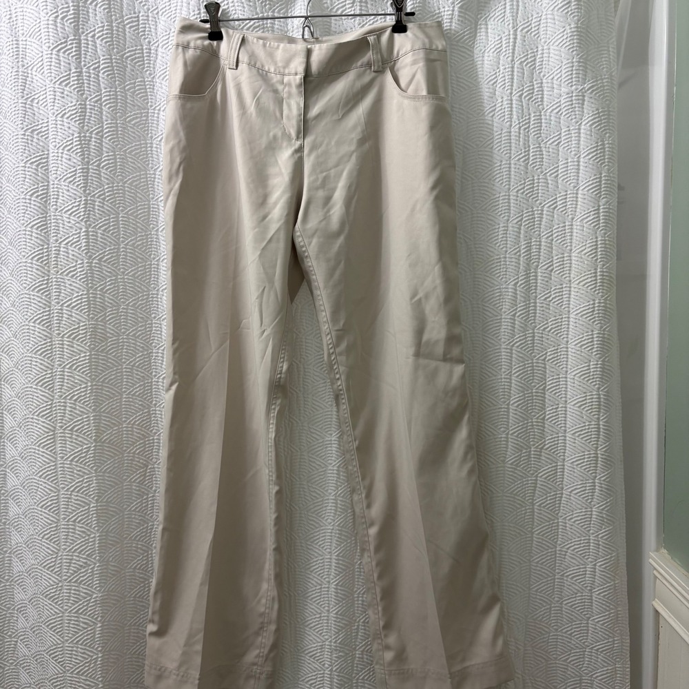 Adidas Women's Beige CLIMA LITE Golf Pants Size 8 Wide Leg Flare Bootcut‎